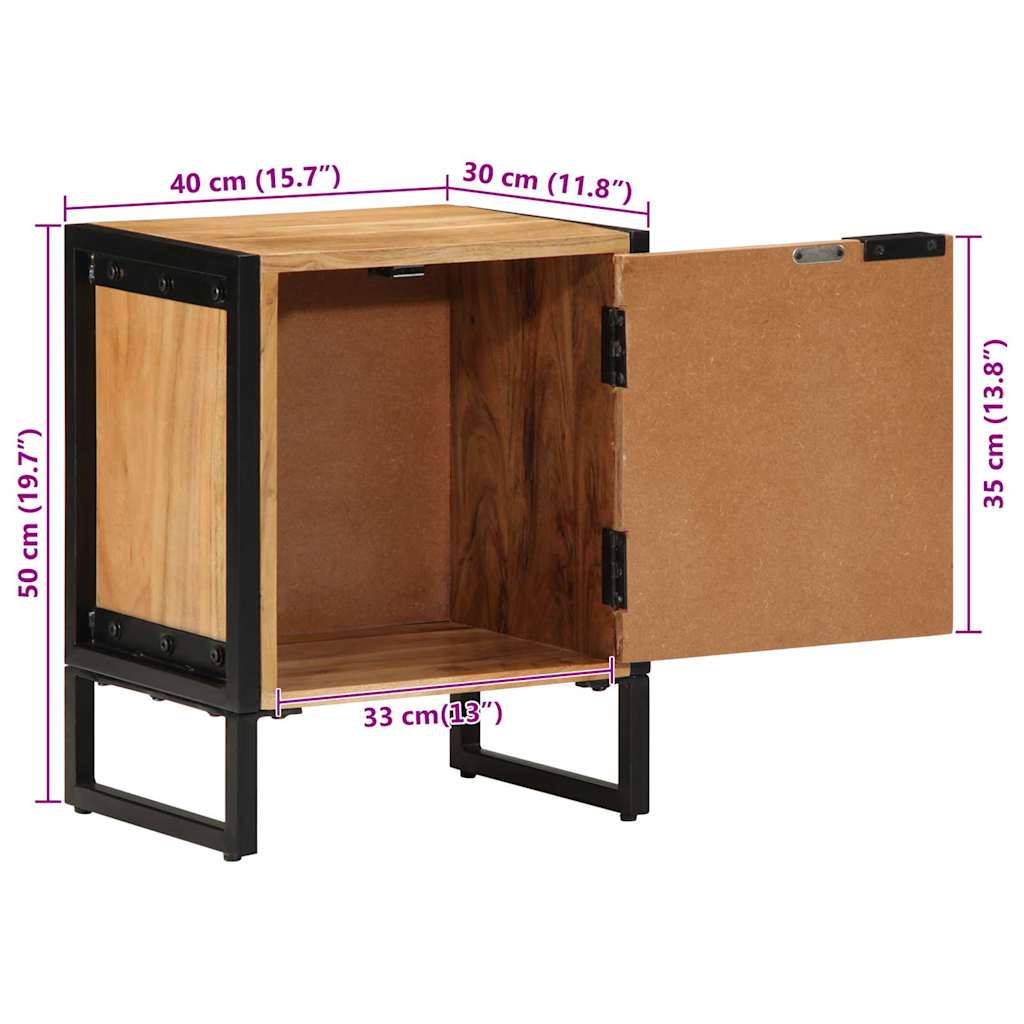 Nachttisch Braun 40 x 30 x 50 cm Massivholz Akazie