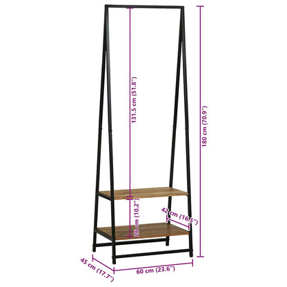 Kleiderständer Schwarz 60 x 45 x 180 cm Massivholz Akazie