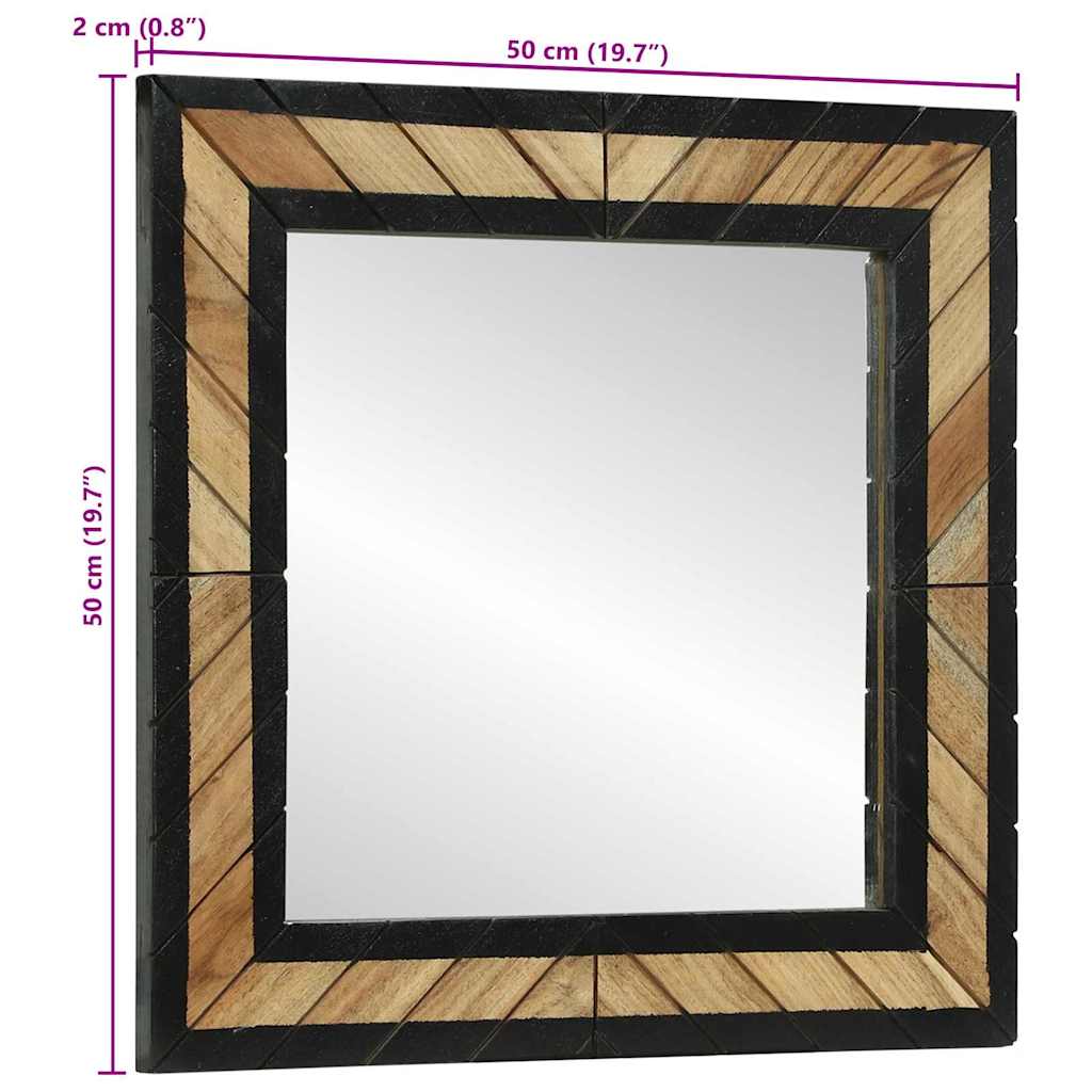 Spiegel Schwarz und Braun 50 x 2 x 50 cm Massivholz Akazie