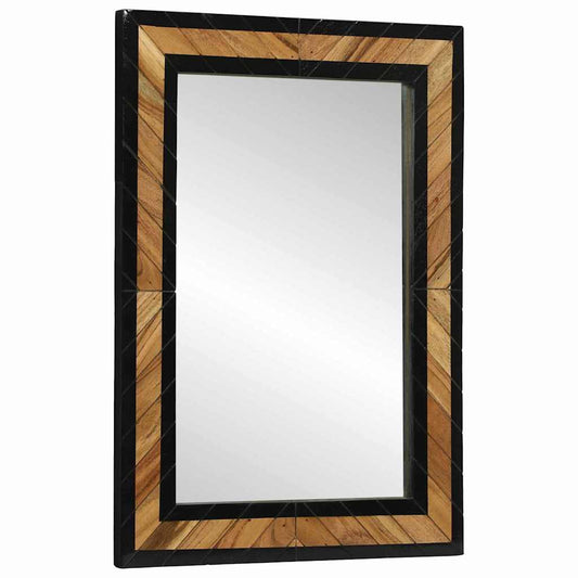 Spiegel Schwarz und Braun 70 x 2 x 70 cm Massivholz Akazie