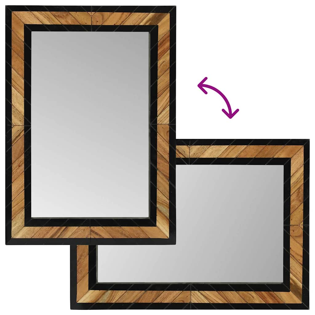 Spiegel Schwarz und Braun 70 x 2 x 70 cm Massivholz Akazie