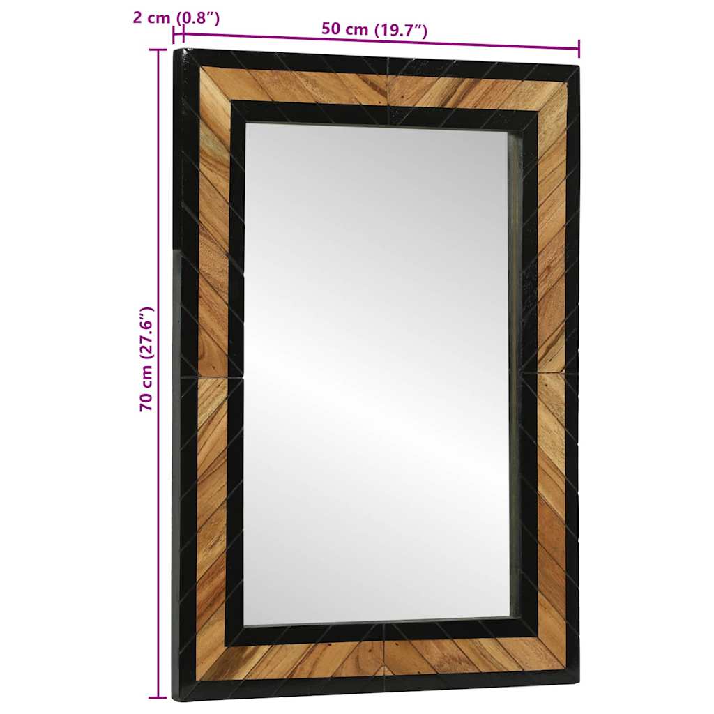 Spiegel Schwarz und Braun 70 x 2 x 70 cm Massivholz Akazie