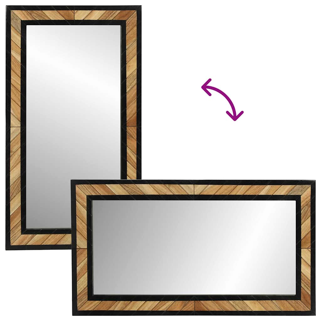 Spiegel Schwarz und Braun 90 x 2 x 50 cm Massivholz Akazie