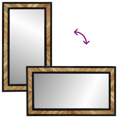 Spiegel Schwarz und Braun 90 x 2 x 50 cm Massivholz Akazie