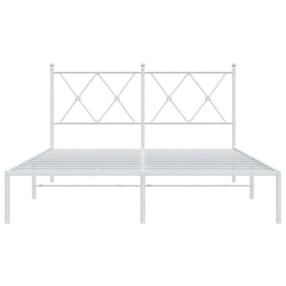 Bettgestell mit Kopfteil Metall Weiß 135x190 cm