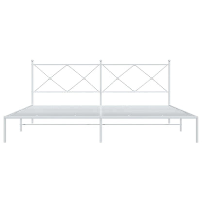 Bettgestell mit Kopfteil Metall Weiß 200x200 cm