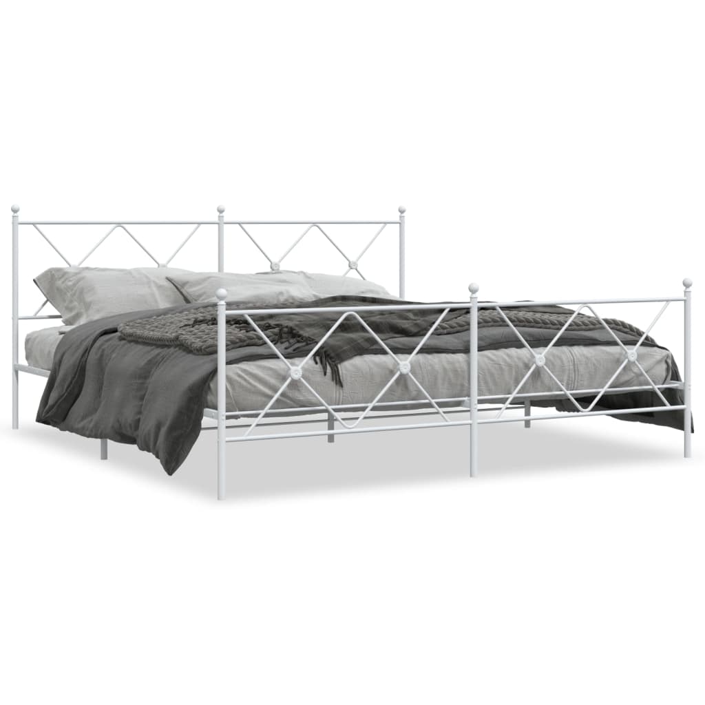 Sengeramme med hoved og fodplade metal hvid 180x200 cm