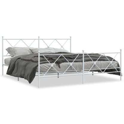 Sengeramme med hoved og fodplade metal hvid 180x200 cm