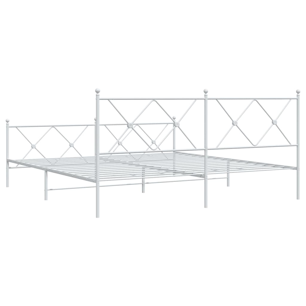 Sengeramme med hoved og fodplade metal hvid 180x200 cm