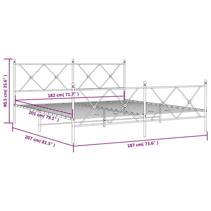 Sengeramme med hoved og fodplade metal hvid 180x200 cm