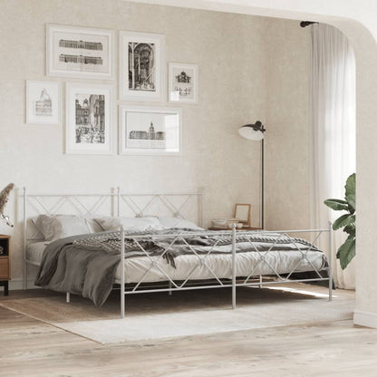 Sengeramme med hoved og fodplade metal hvid 180x200 cm