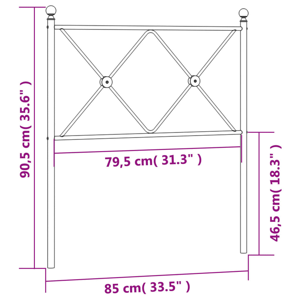 Sengegavl Metal Hvid 80 cm