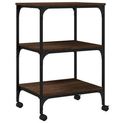 Druckerständer 3 Ablagen Braun Eichen-Optik 50x41x75 cm