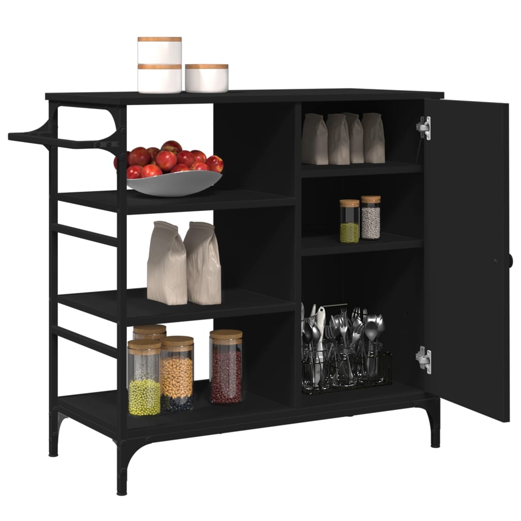 Küchenwagen Schwarz 87,5x38,5x84,5 cm Holzwerkstoff