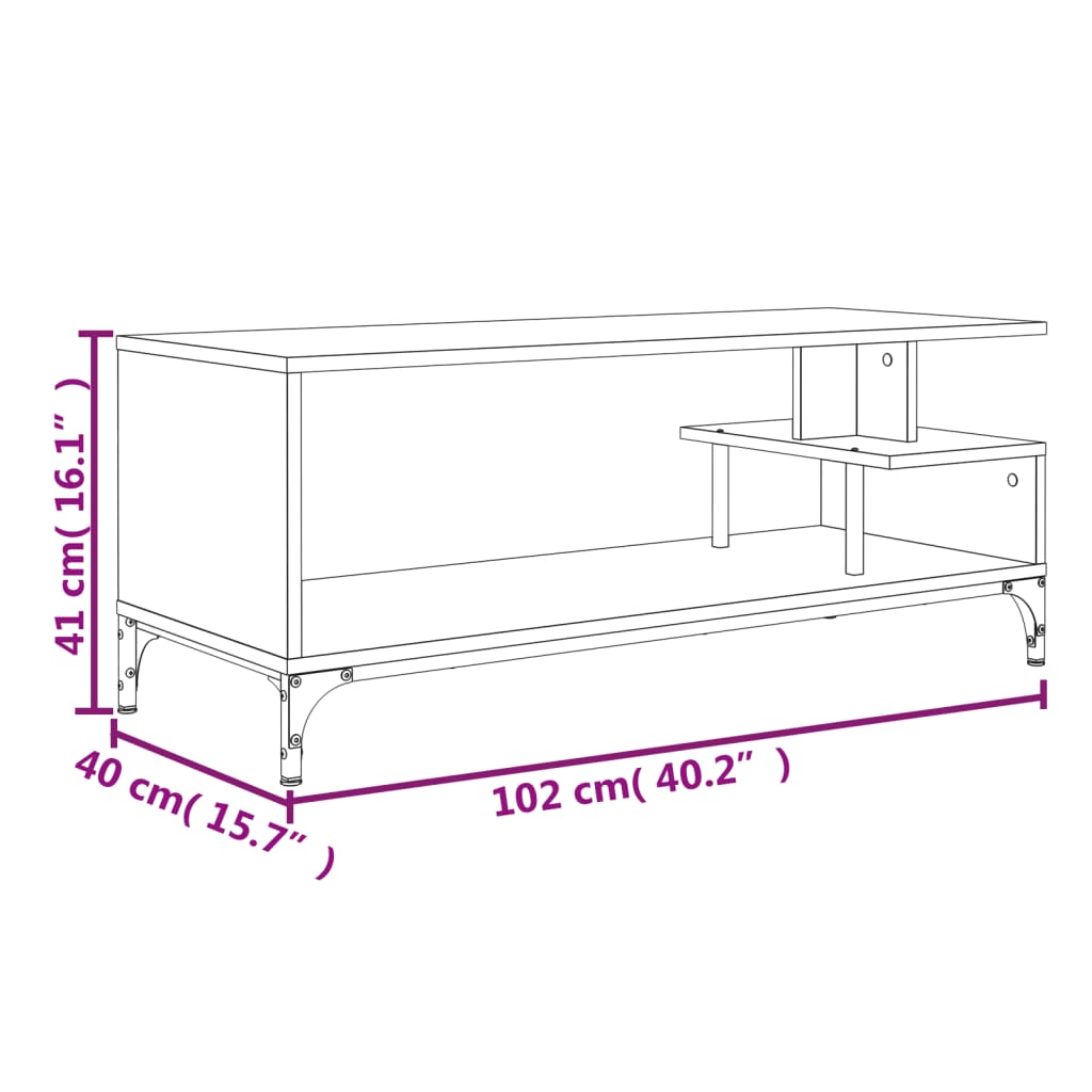 TV-skab Sort 102x40x41 cm Træmateriale og Stål