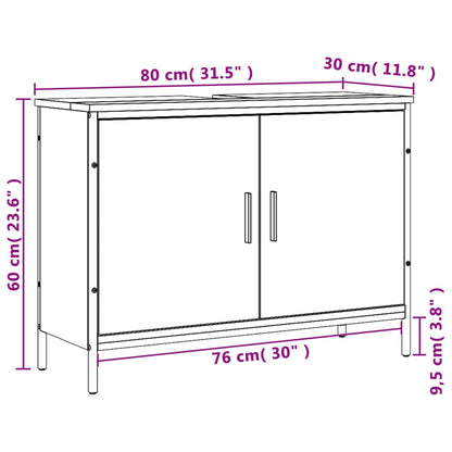 Waschbeckenunterschrank Braun Eiche 80x30x60 cm Holzwerkstoff