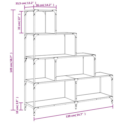 Reol 4 Etagers Brun Eg Look 139x33,5x149 cm