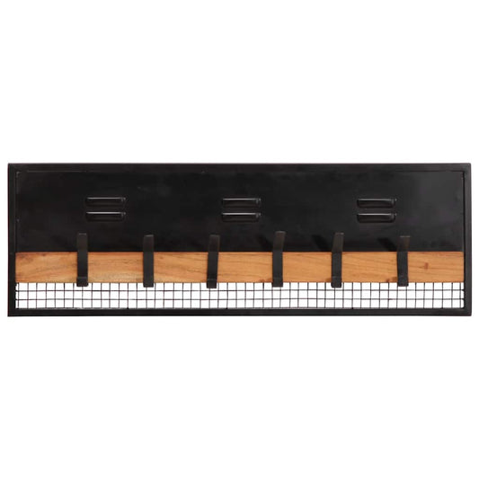 Wandgarderobe 90x11x30 cm Massivholz Mango