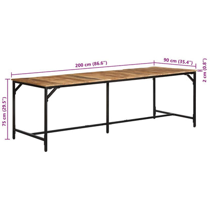 Esstisch 220x90x75 cm Raues Massivholz Mango