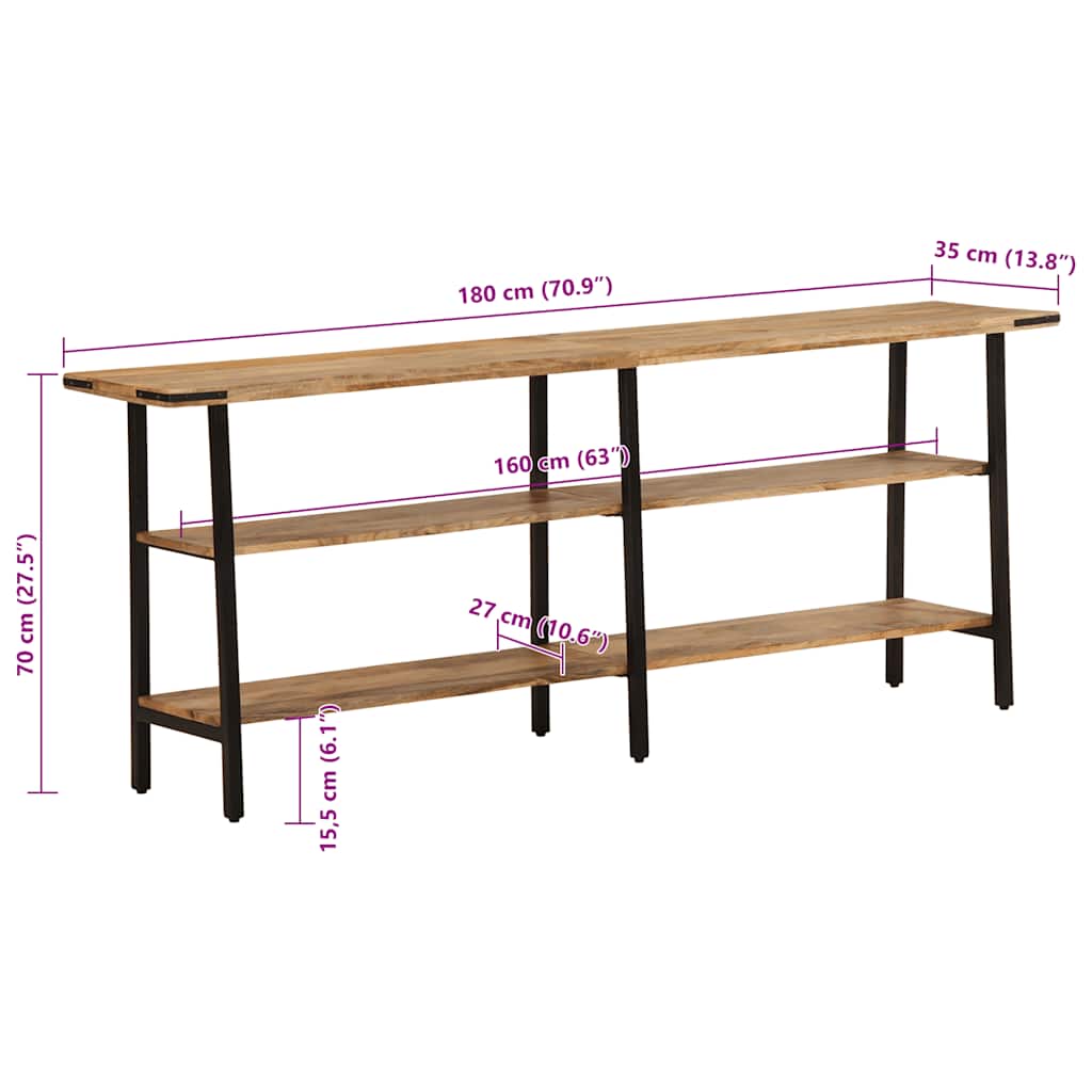Konsolentisch 180x35x70 cm Massivholz Mango
