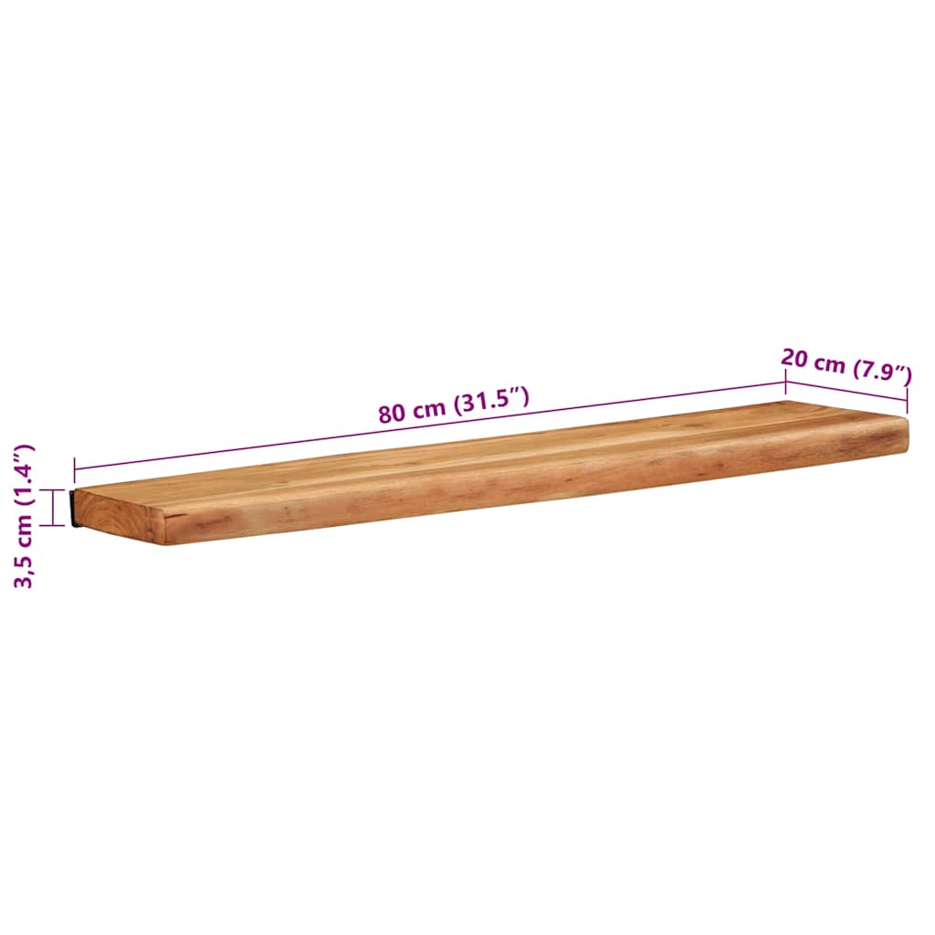Wandregale 2 Stk. 80x20x3,5 cm Massivholz Akazie