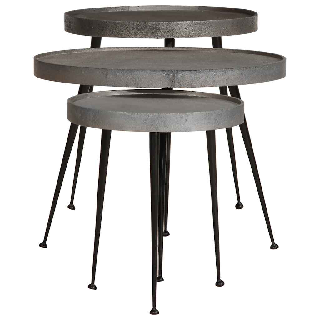 Couchtisch 3 Stk. Silbern Holzwerkstoff