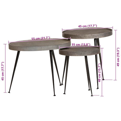 Couchtisch 3 Stk. Silbern Holzwerkstoff