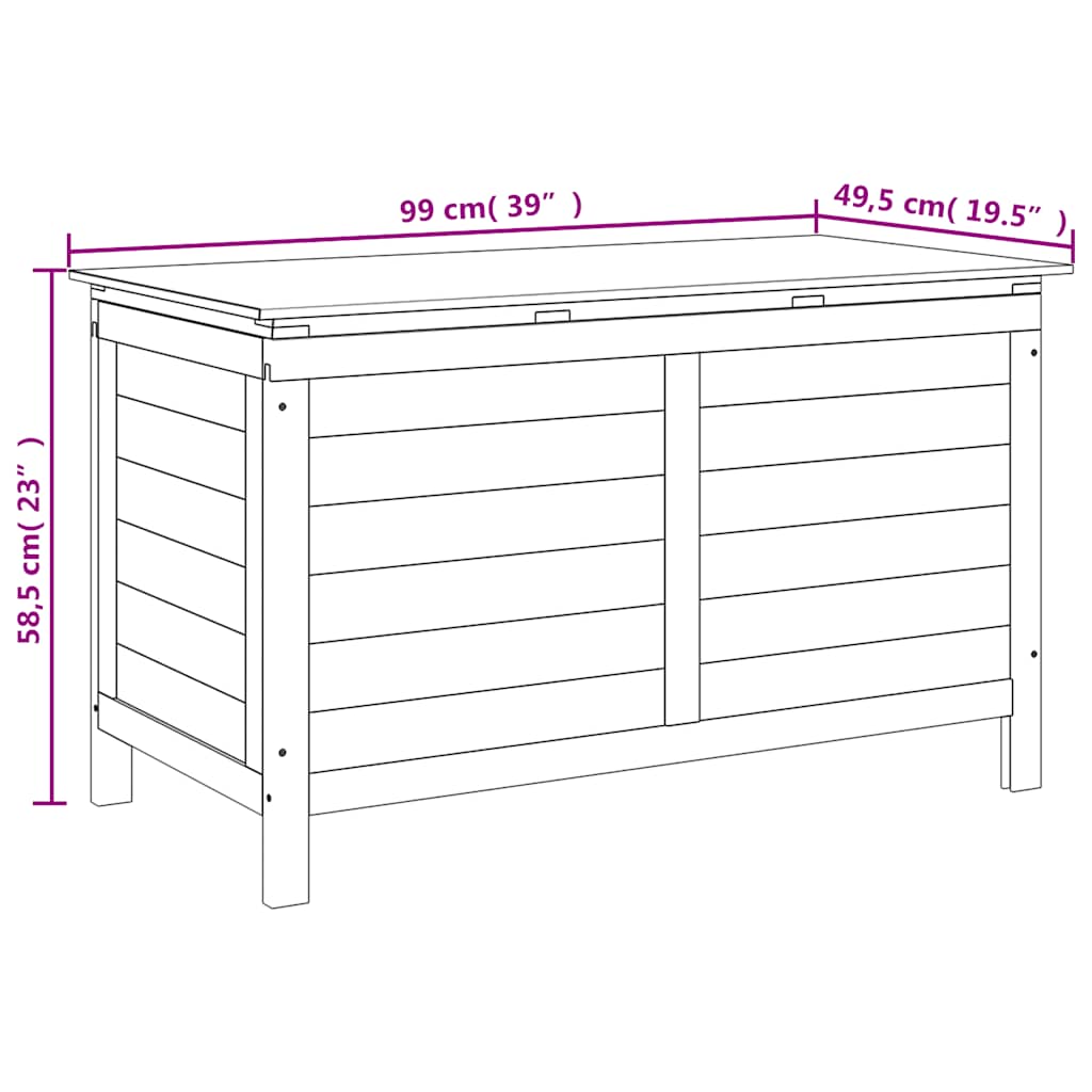 Gartentruhe 99x49,5x58,5 cm Massivholz Tanne