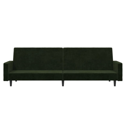 Schlafsofa 2-Sitzer Dunkelgrün Samt