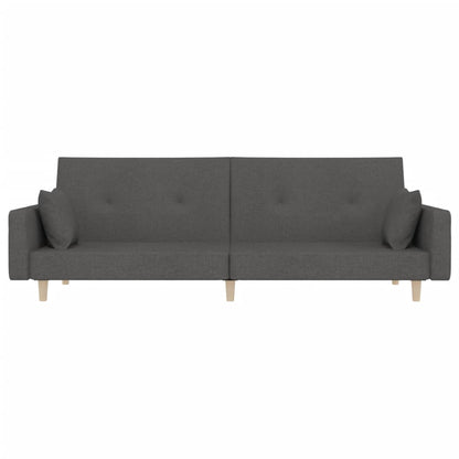 Schlafsofa 2-Sitzer mit 2 Kissen Dunkelgrau Stoff
