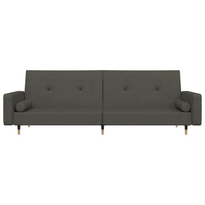 Schlafsofa 2-Sitzer mit 2 Kissen Dunkelgrau Samt