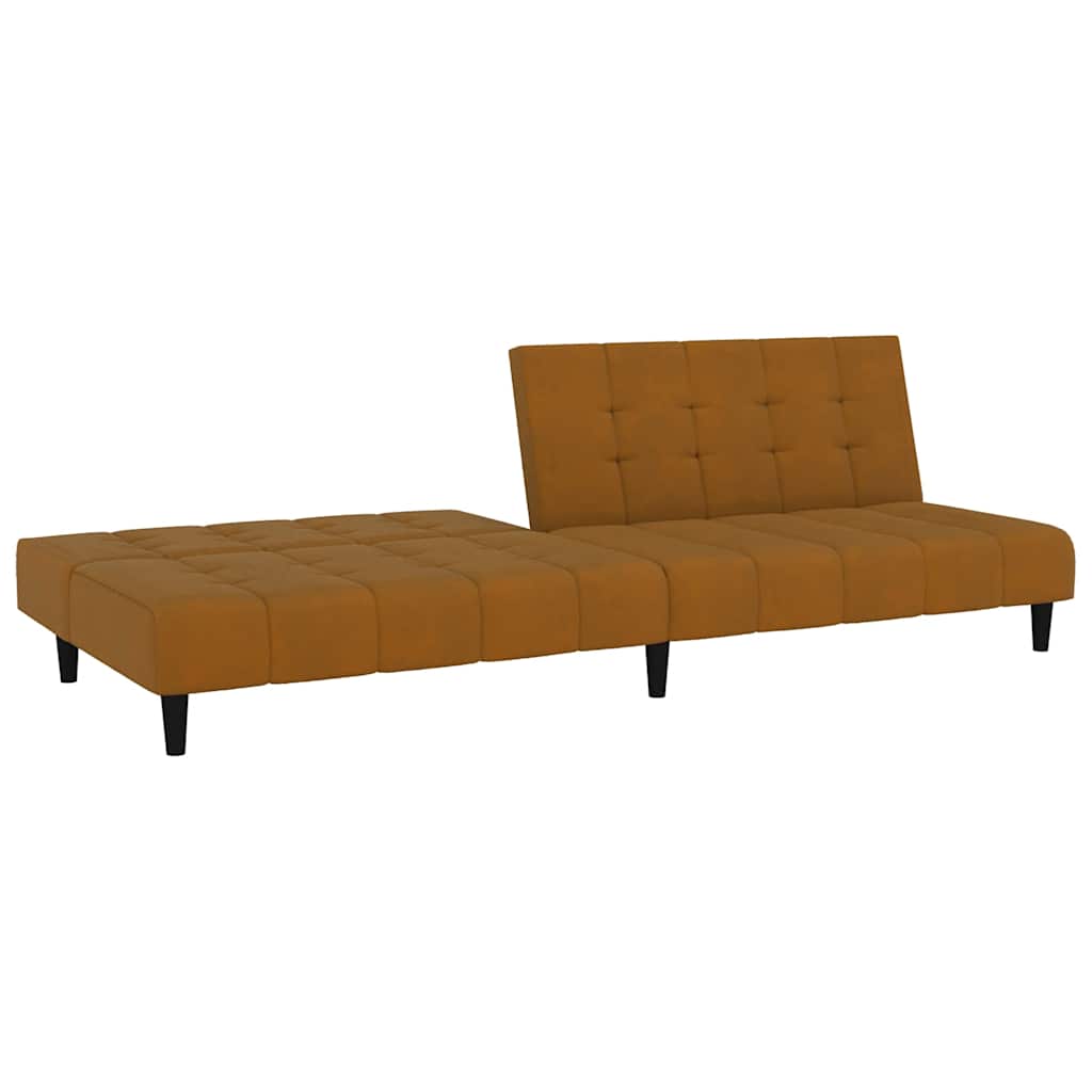 Schlafsofa 2-Sitzer Braun Samt