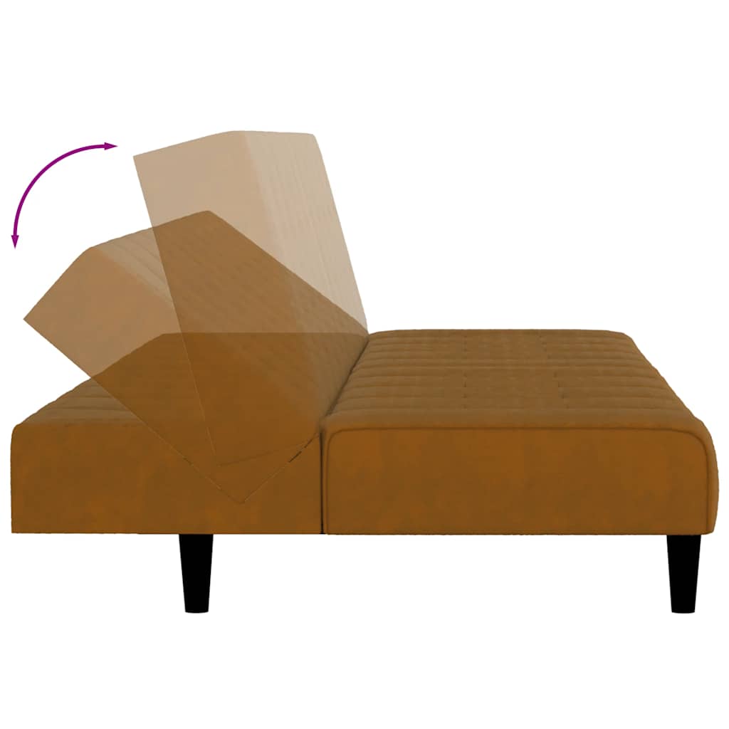 Schlafsofa 2-Sitzer Braun Samt