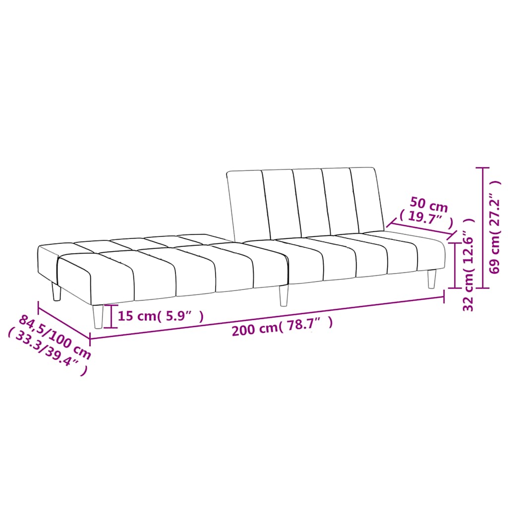 Schlafsofa 2-Sitzer Braun Samt