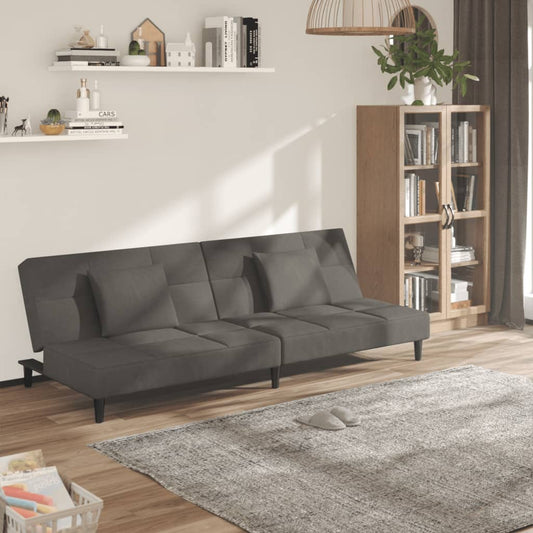 Sovesofa 2-personers med 2 puder mørkegrå fløjl