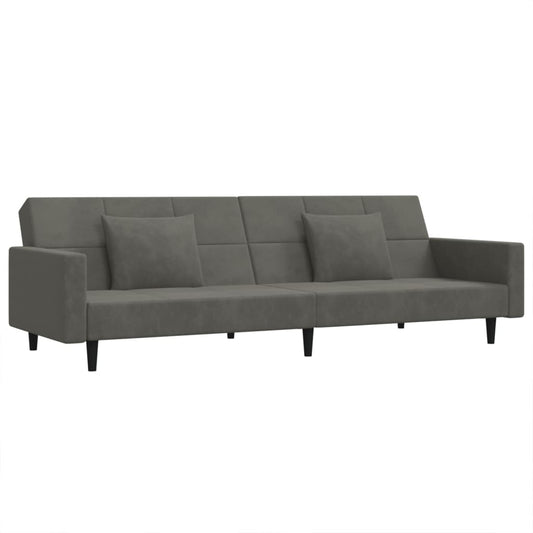 Sovesofa 2-personers med 2 puder mørkegrå fløjl