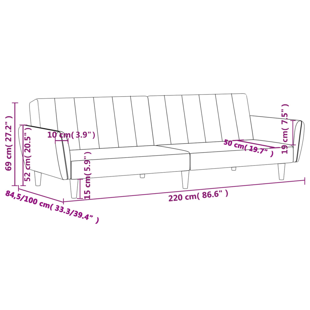 Sovesofa 2-personers lysegrå stof
