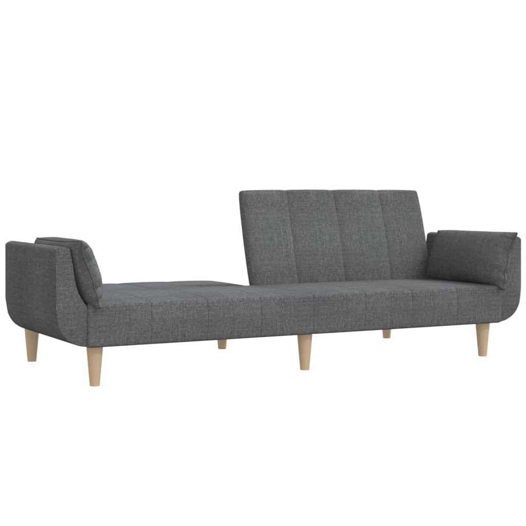 Sovesofa 2-personers med 2 puder lysegråt stof