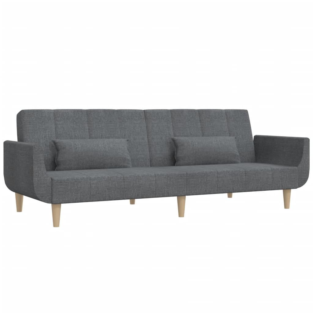 Sovesofa 2-personers med 2 puder lysegråt stof