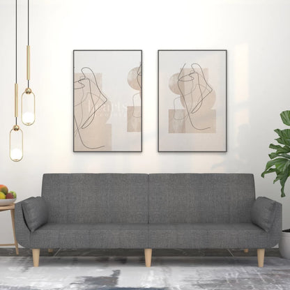 Sovesofa 2-personers med 2 puder lysegråt stof