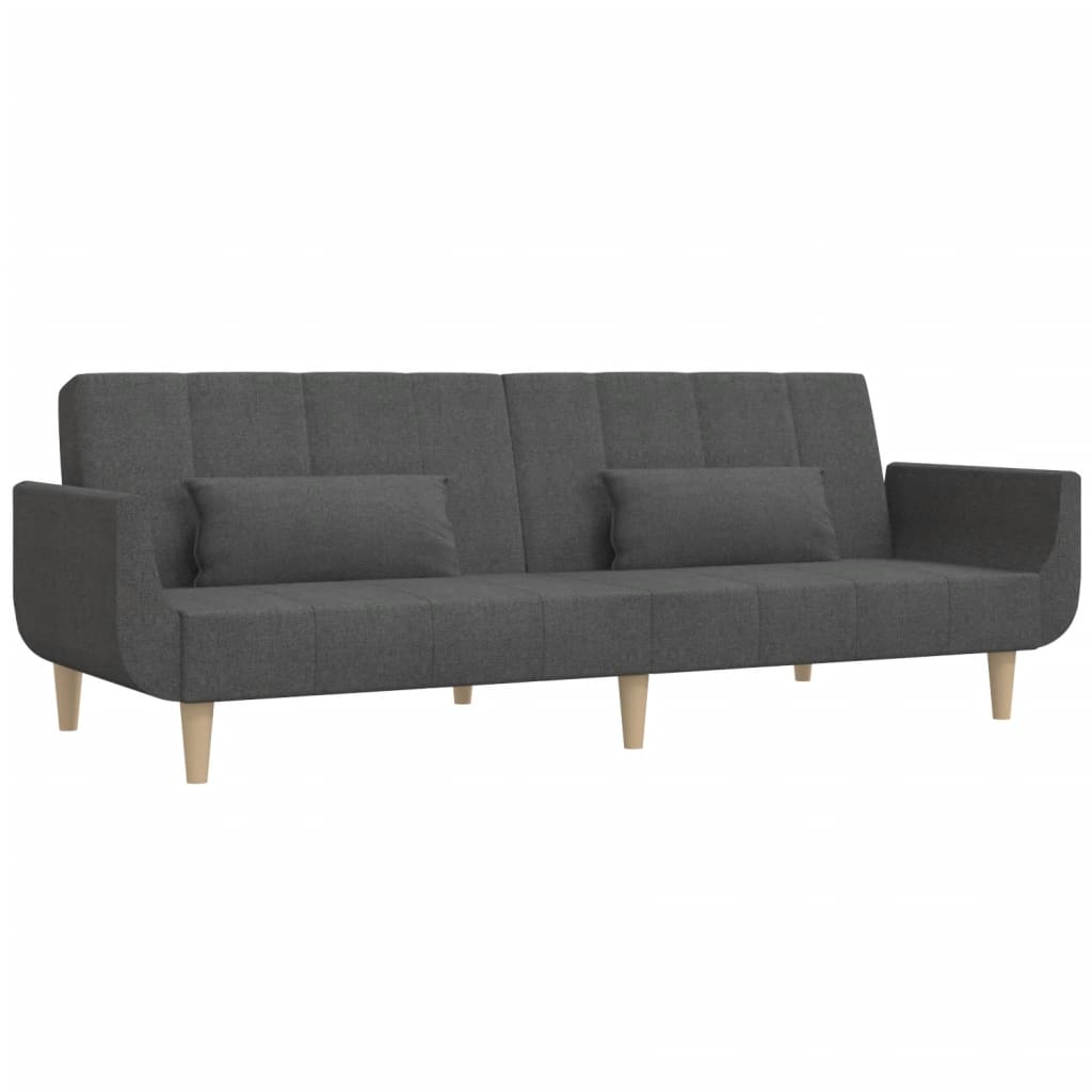 Sovesofa 2-personers med 2 puder mørkegrå stof