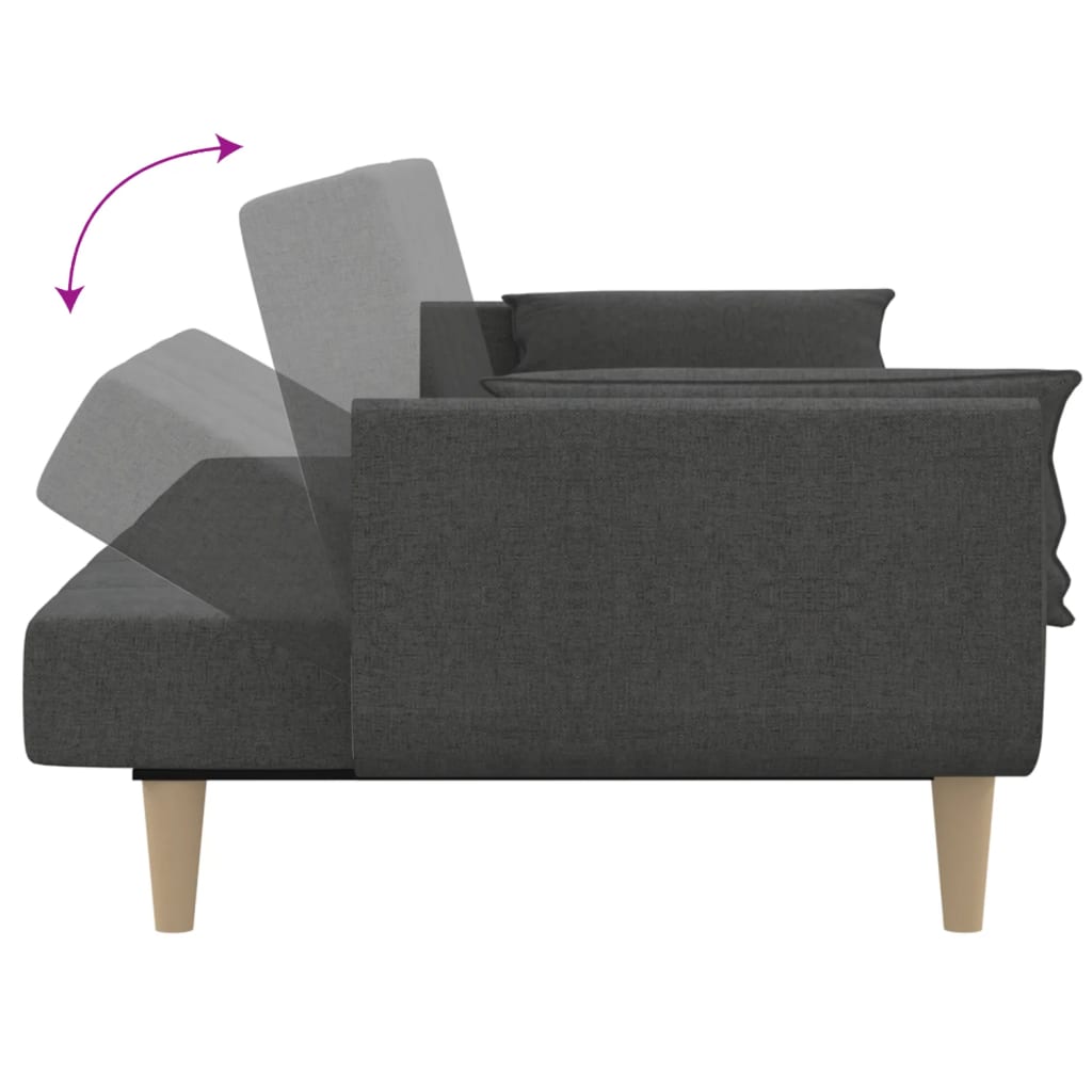 Sovesofa 2-personers med 2 puder mørkegrå stof