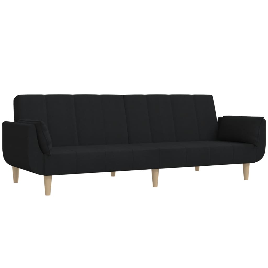 Sovesofa 2-personers med 2 puder sort stof