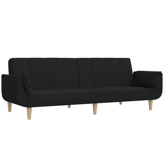 Sovesofa 2-personers med 2 puder sort stof