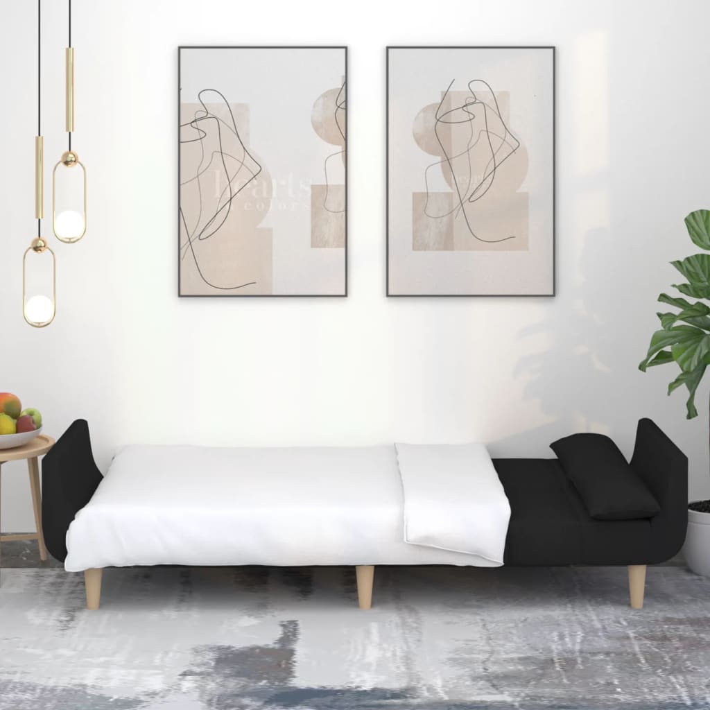Sovesofa 2-personers med 2 puder sort stof