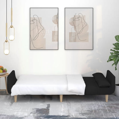Sovesofa 2-personers med 2 puder sort stof