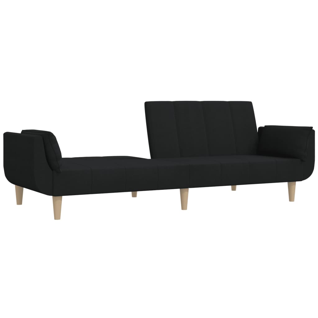 Sovesofa 2-personers med 2 puder sort stof