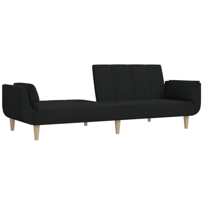 Sovesofa 2-personers med 2 puder sort stof