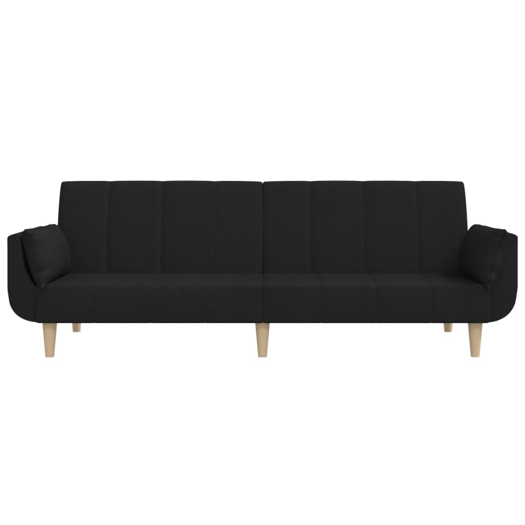 Sovesofa 2-personers med 2 puder sort stof
