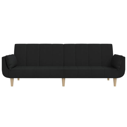 Sovesofa 2-personers med 2 puder sort stof